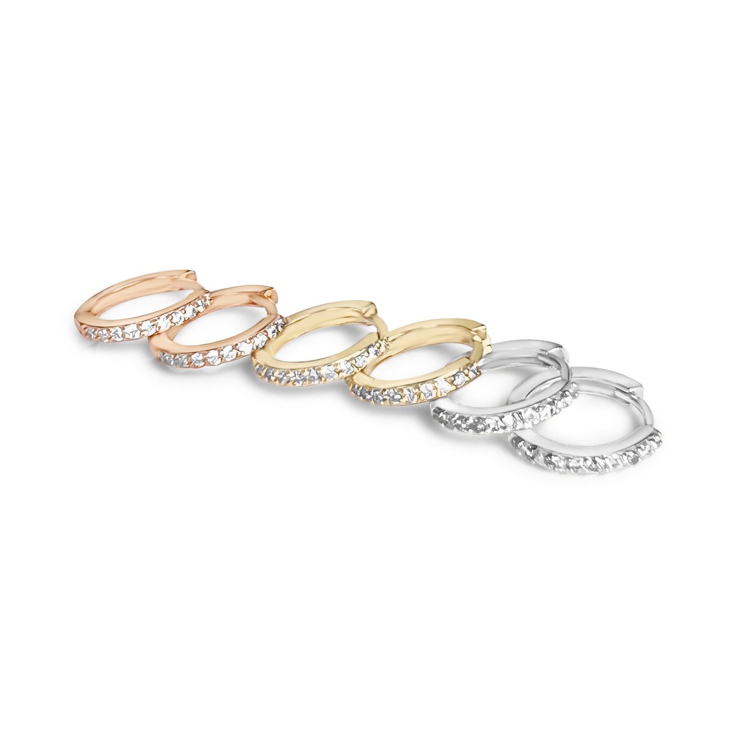 Petitie Diamond Huggie Hoop Earrings Rose Gold